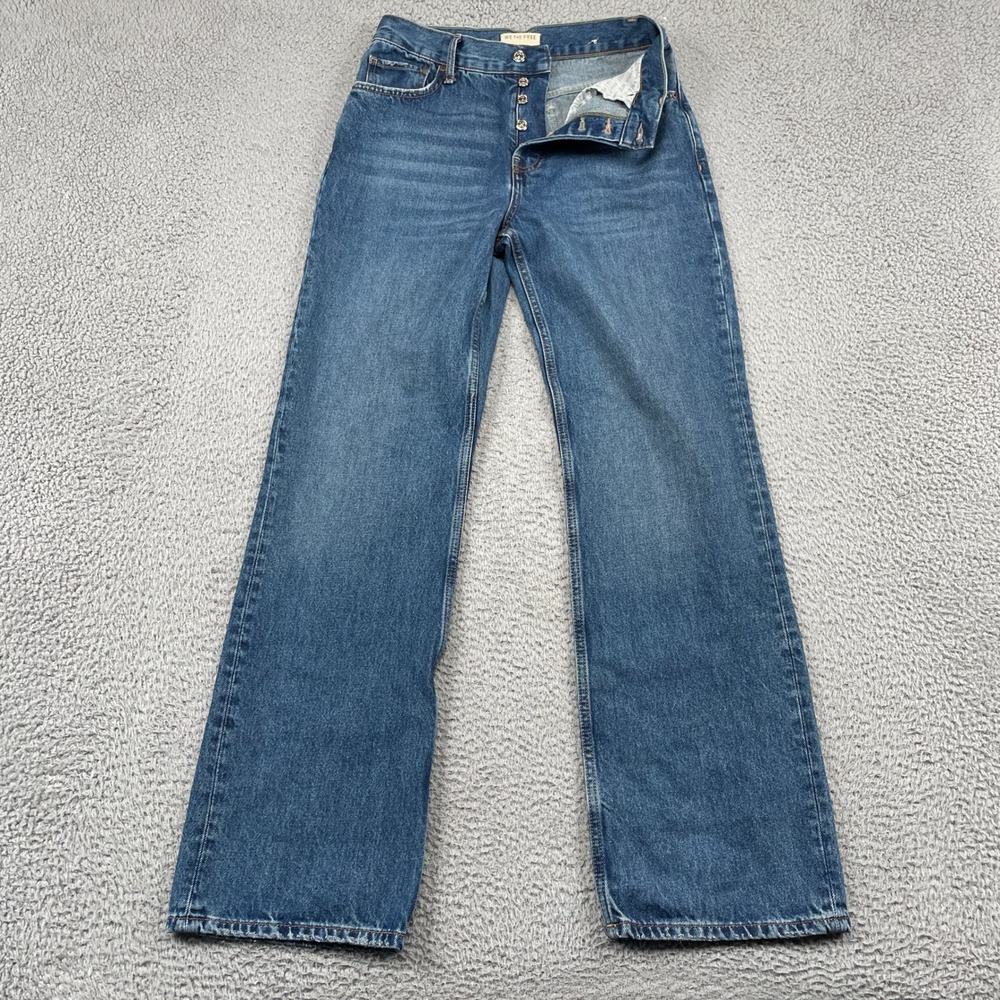 We The Free Jeans Womens 28 Blue Old West Straight Leg High Rise Button Fly